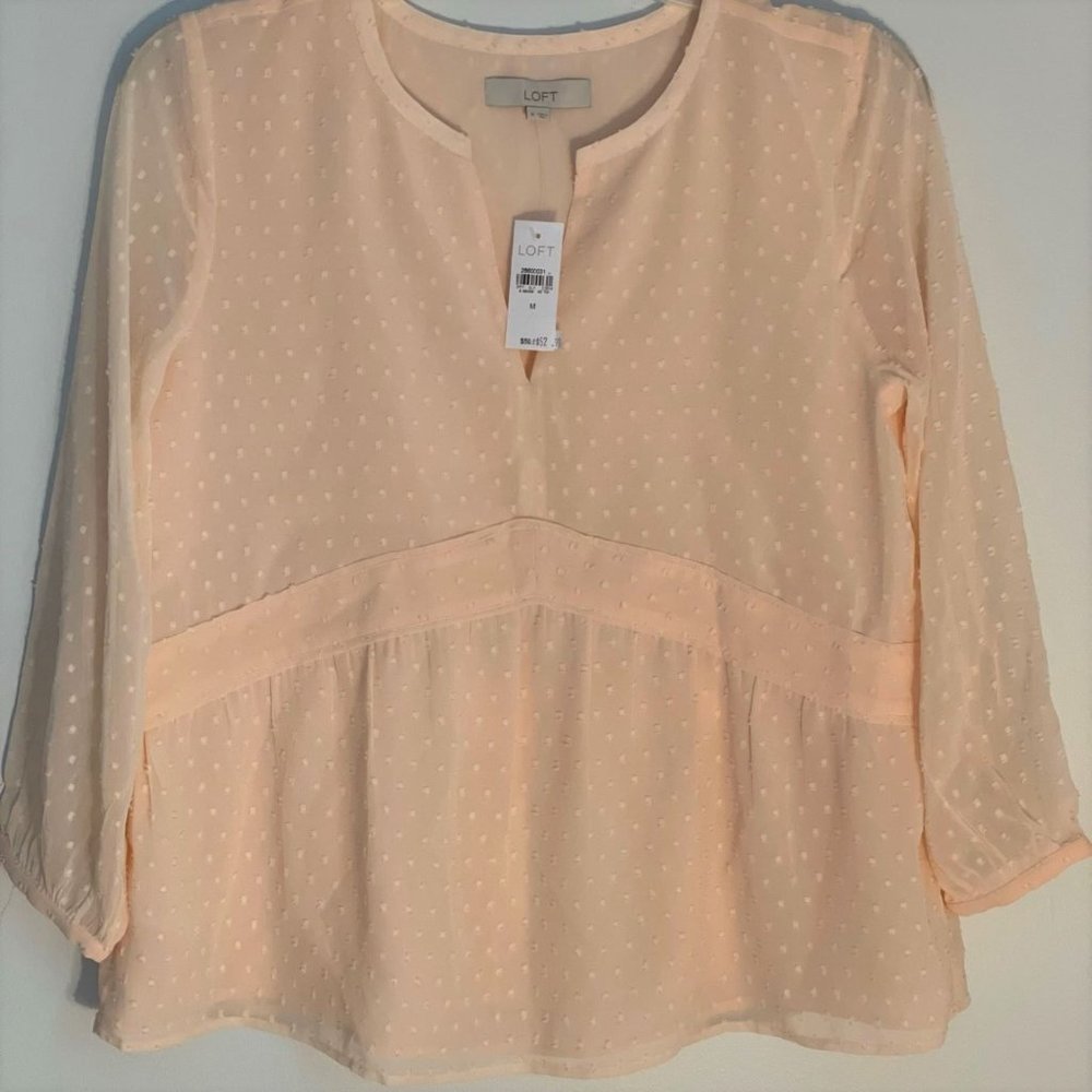 LOFT - Light Peach Peplum Blouse